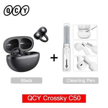 QCY Crossky C50 Open Ear Wireless Earbuds Bluetooth 6.0 Comfort Clip On Sports Earphone 4 Mic AI Clear Call Bass Boost Headphone Apsilon