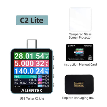 ALIENTEK USB Tester C2 Digital Voltmeter Charging Power Detector PD3.2 Battery Tester Fast Charge Detection Trigger Apsilon