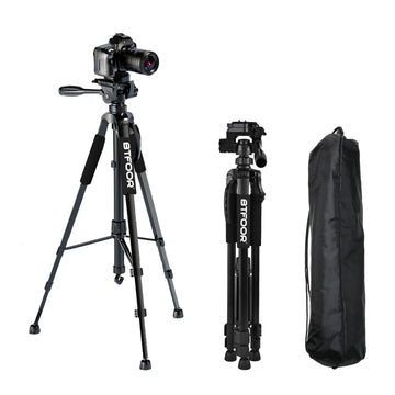 Phone Travel Self Tripod  Aluminum Tall 55” 140CM Stand With Quick Plates Mount Pan Head For Canon Nikon DSLR SLR Digital Camera Apsilon