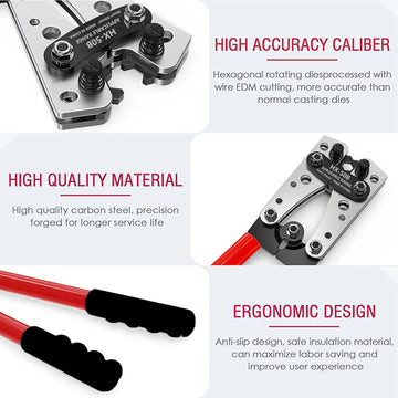 Heavy-Duty Battery Cable Crimping Tool Kit, 8-1/0 AWG Range, Wire Crimp Connector Assortment Car Auto Copper Ring Terminal Apsilon
