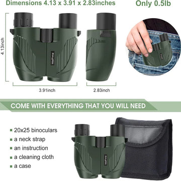 20X25 Binoculars Professional HD Pocket Waterproof Camping Observation Telescope Portable Optical Telescope Outdoor for Hunting Apsilon