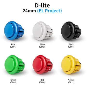 QANBA D-lite Arcade Buttons Snap-In Arcade Game Sticks DIY Kit 30mm 24mm (Boxed)24Pcs Apsilon
