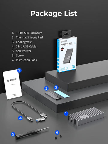 ORICO NVMe M.2 SSD Enclosure USB4 40Gbps PCIe3.0x4 20Gbps 10Gbps M.2 External Case Compatible with Thunderbolt 3/4 USB3.2/3.1 Apsilon