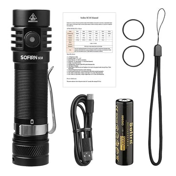 Sofirn SC18 1800lm EDC Flashlight USB C Rechargeable SST40 LED 18650 Torch TIR Optics Lens Lantern with Power Indicator Apsilon