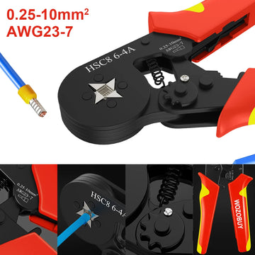 Tubular Terminal Crimper Kit 0.08-16mm² /0.25-10mm² HSC8 6-4/6-6/16-6 Electrical Crimping Pliers Clamp Sets Wire Tips Hand Tools Apsilon