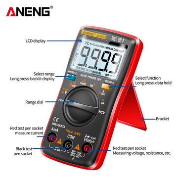 Digital Multimeter Transistor ANENG AN8009 Testers Capacitor True-RMS Tester Automotive Electrical Capacitance Meter Temp Diode Apsilon