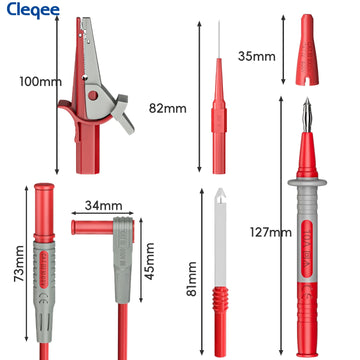 Cleqee CKT004 multimeter test lead kit test cable 4mm banana plug with crocodile clip wire perforation probe for electrical test Apsilon
