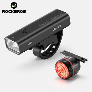 ROCKBROS Bike Light Set MTB Road Cycling Light Waterproof 200LM/400LM Bicycle Headlight + Smart Rear Light Auto Brake Sensing Apsilon