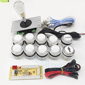2 Player DIY Arcade Game Kit for PC Raspberry Pi with LED Push Buttons American Style Joystick USB Encoder Cables Mame Jamma Apsilon