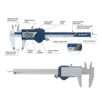SHAHE Hardened Stainless Steel Digital Caliper Electronic Vernier Caliper Micrometer Measuring Tools Apsilon
