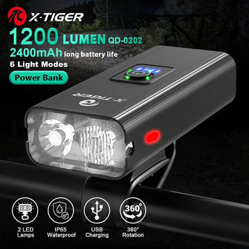 X-TIGER Bike Light Set Powerful USB Rechargeable Bright 10000mAh Bicycle Front Lights IPX5 Waterproof Front Lamp Cycling Apsilon
