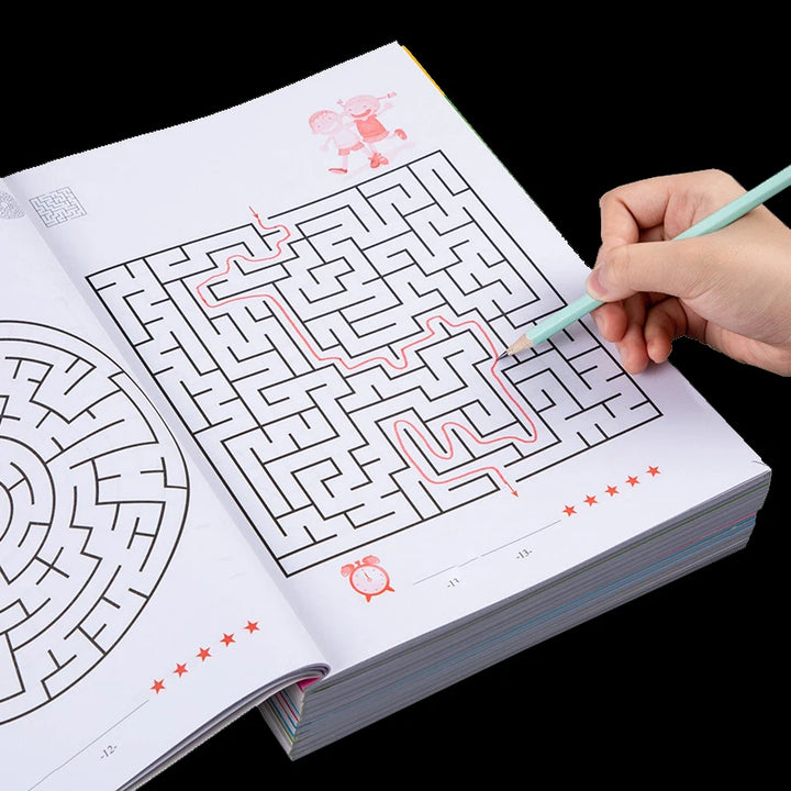 Maze Training Book, Used to Improve Concentration, a Puzzle Game Designed to Enhance Students' Thinking and Attention, an Intellectual Development Toy, a Fun Holiday Gift, a Maze Game Book. Apsilon