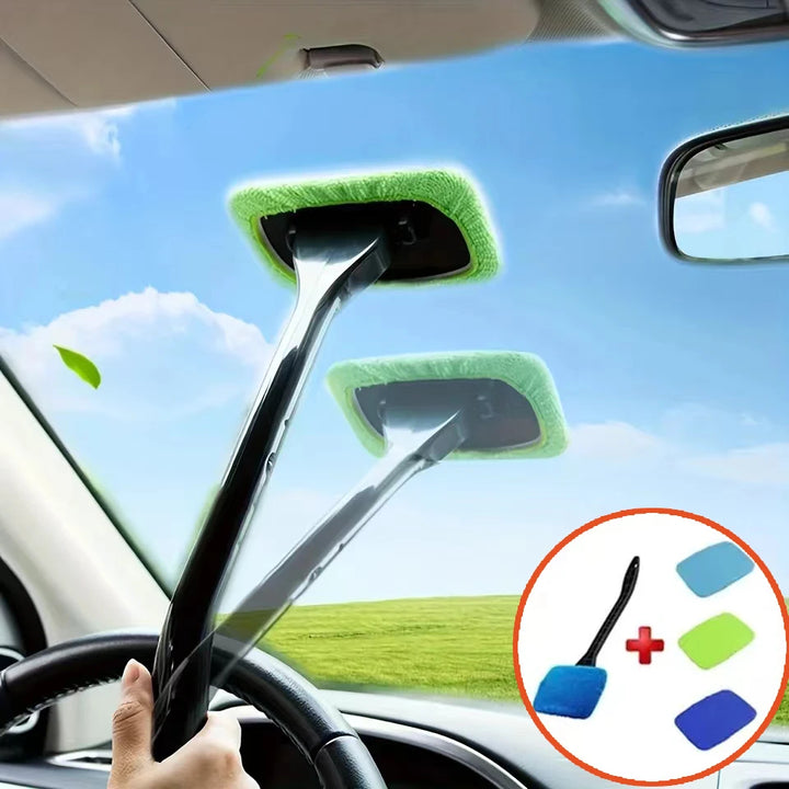 Car Window Cleaner Brush Kit Windshield Cleaning Wash Tool Inside Interior Auto Glass Wiper with Long Handle Car Accessories Apsilon