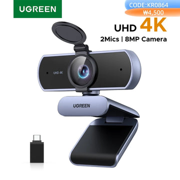 UGREEN 4K FHD 1080P Webcam 8MP for PC, PDAF Auto Focus, Dual AI Noise-Cancelling Mics, Web cam Camera for Zoom/Teams/Google Meet Apsilon