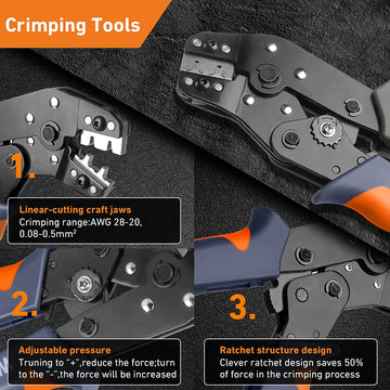 SN-01BM Wire Crimp Tool Kit AWG 28-20 (0.08-0.5mm²) Wire Crimper for 2.54mm Dupont Connectors and 2.54mm JST-XH Connectors Apsilon