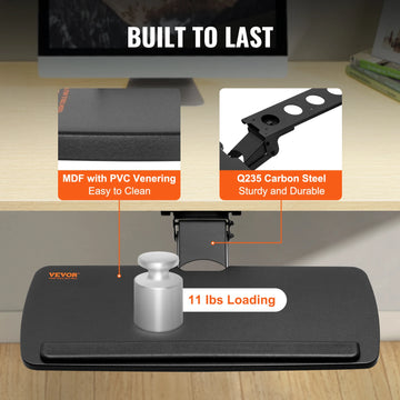 SucceBuy Keyboard Tray under Desk Adjustable Height & Angle Keyboard Tray Slide out & Holder for Typing in Home and Office Work Apsilon
