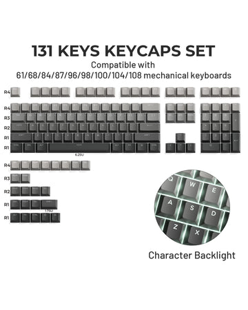 XVX Phantom Gradient Keycaps PBT Top/Side Print Key Caps Double Shot Shine Through Custom Minimalist OEM Russian/Korean Keycap Apsilon
