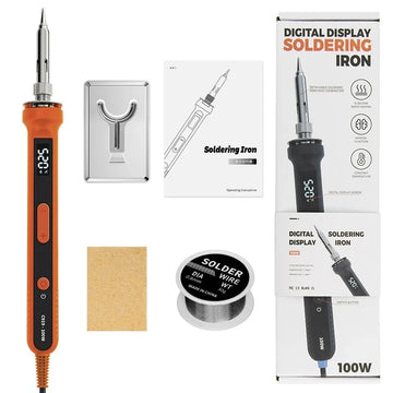 100W Digital Electric Soldering Iron Kit Set 220V Temperature Adjustable Welding Tool Ceramic Heater Soldering Tips Rework Apsilon