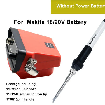72W T12 Cordless Soldering Station Solder Iron for Dewalt/Makita/Milwaukee/Worx Battery 20V Max Li-ion Battery for DIY Repair Apsilon