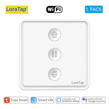LoraTap Tuya Smart Life Roller Shutter Curtain Pushbutton Switch Remote Control via Google Assistant Alexa Apsilon