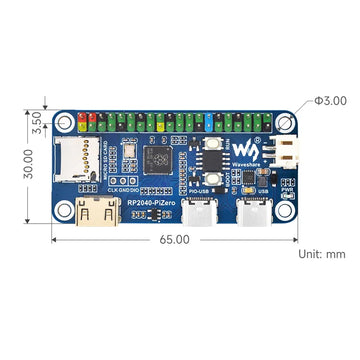 RP2040-Pi Zero Development Board 16MB Flash Type-C GPIO Mini HDMI-compatible Port TF Slot Base On Raspberry Pi RP2040 Pico Apsilon