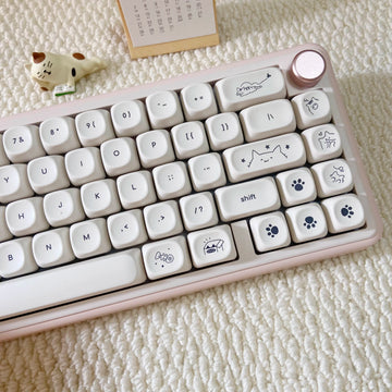 Hangul Keycap PBT Milky Cute Cat Keycaps Korean MOA Top print for office gamer 60% 65% 75% TKL 96% 100% Mechanical Keyboard Apsilon