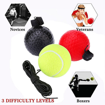 Boxing Reflex Speed Punch Ball Boxing Rubber Balls for Agility Reaction Training with Sweatband Fitness Equipments Accessories Apsilon