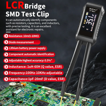 ZOYI ZT-MD1 Digital Smart Tweezer LCR SMD ESR Tester Resistance Capacitance Inductance Continuity Diode Test Measurement Tools Apsilon