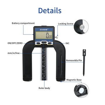 SHAHE Measuring Tool Digital Caliper Mini Digital Height Gauge Depth Guage for Router Table 0-80mm 3 1/8 inch Depth Gauge Apsilon