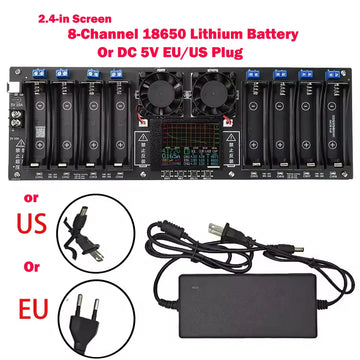 8-Channel 18650 Lithium Battery Auto Charge/Discharge Tester Capacity Internal Resistance Tester 2.4-in Screen DC 5V EU/US Plug Apsilon