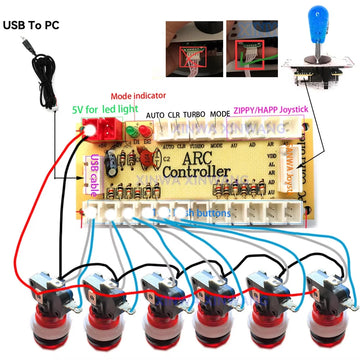 Game Player DIY SANWA Arcade Kit for PC Raspberry Pi with LED Push Button American Style Joystick USB Encoder Cable Mame Pandora Apsilon