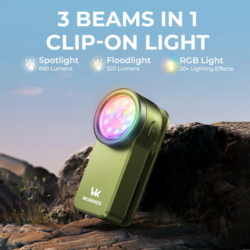 Wurkkos HD03 680LM Mini Clip Light USB C Rechargeable Pocket Flashlight Spotlight/Floodlight Portable EDC RGB Torch with Magnet Apsilon