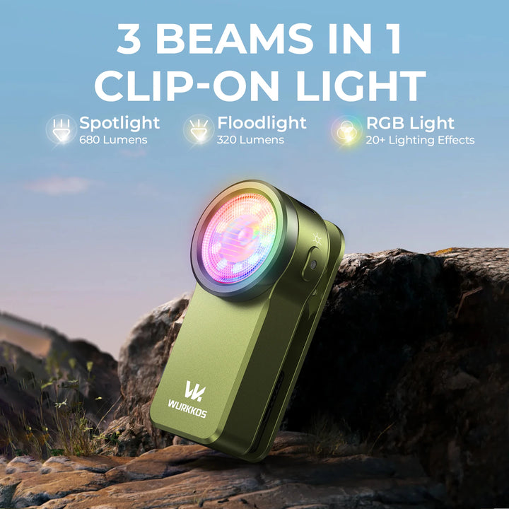 Wurkkos HD03 680LM Mini Clip Light USB C Rechargeable Pocket Flashlight Spotlight/Floodlight Portable EDC RGB Torch with Magnet Apsilon