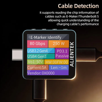 ALIENTEK USB Tester C2 Digital Voltmeter Charging Power Detector PD3.2 Battery Tester Fast Charge Detection Trigger Apsilon