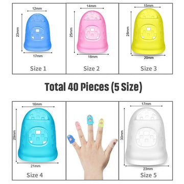 Guitar Fingertip Protectors 10 PCS Silicone Finger Guards 5 Sizes Apsilon