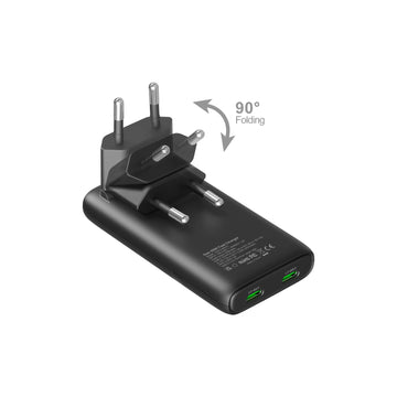 65W GaN 2-port Flat USB-C Wall Charger With USB C Fast Charging Ultra-thin Foldable Plug Suitable For iPhone Xiaomi Samsung Apsilon