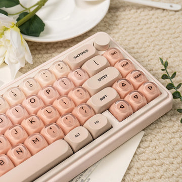 132 Keys Liquid Foundation keycaps HOA Profile PBT+PC Round Pink Cute Keycap Sets for MX Mechanical Keyboard Keycaps Apsilon