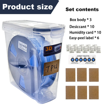 3 Pack Filament Container for 3D Printing Sealing and Protection Airtight Filament Dry Box for 1KG Spools with Desiccant Labels Apsilon