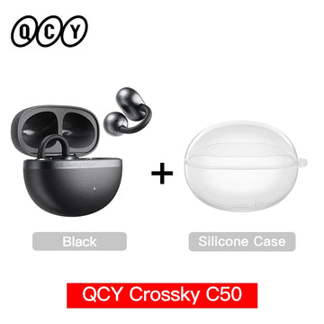 QCY Crossky C50 Open Ear Wireless Earbuds Bluetooth 6.0 Comfort Clip On Sports Earphone 4 Mic AI Clear Call Bass Boost Headphone Apsilon