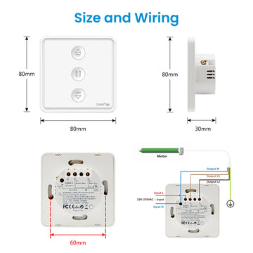 LoraTap Tuya Smart Life Roller Shutter Curtain Pushbutton Switch Remote Control via Google Assistant Alexa Apsilon
