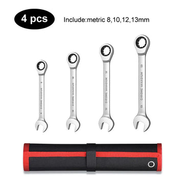 Ratcheting Wrench Set Metric and Standard 12-Point Box End Combination Spanner Gear Wrench Garage Tool Set,CR-V Full Polished Apsilon
