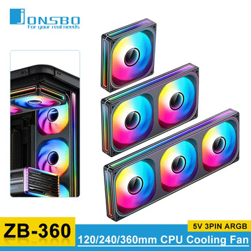 Jonsbo ZB-120/240/360 Computer Case Fan 5V ARGB 120mm Water-Cooled CPU Cooling Fan PWM ZB-360BR Forward/Reverse Fan Kits Apsilon