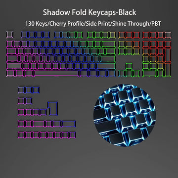 135 Keys Gradient Green Shine Through Keycaps Side Printed PBT Double Shot Keycaps OEM Profile for MX Switches Gaming Keyboards Apsilon