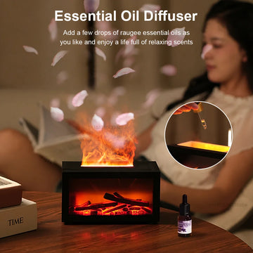 Fireplace Humidifier Aroma Flame Humidifier Fragrance Diffuser Aromatherapy Essential Oil Diffuser Fire Humidifier for Home Room Apsilon
