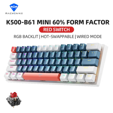 K500-B61 Machenike Mini Mechanical Keybaord 60% Form Factor 61Keys Gaming Keybaord Wired Full Key Hot-Swappable RGB Backlit Apsilon
