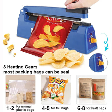 Sealing Machine Electric Heat Sealer Hand Press Vacuum Food Plastic Bag Bobo Ballons Impulse Fast Heat Sealer Packaging Machine Apsilon