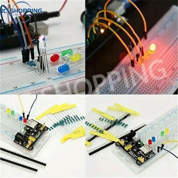 830Pcs DIY Electronics Starter Kit – For Arduino UNO R3, Includes Breadboard, Tie-points, and Electronic Components Apsilon