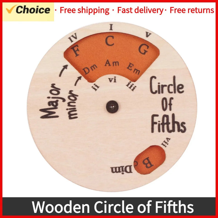 Wooden Circle of Fifths Wheel Melody Tool Chord Wheel Music Theory Learning Tool Fifth Degree Circle Music Accessories