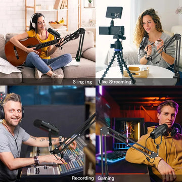 Haomuren Professional USB Streaming Podcast PC Microphone Studio Cardioid Condenser Mic Kit with Boom Arm For Recording YouTube Apsilon