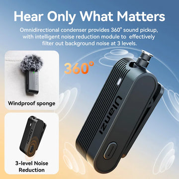 Ulanzi A100 Wireless Microphone Lavalier MIC for iPhone 16 15 Pro（Max） Camera Sound Recording Real-time Monitoring  J12 Upgrade Apsilon